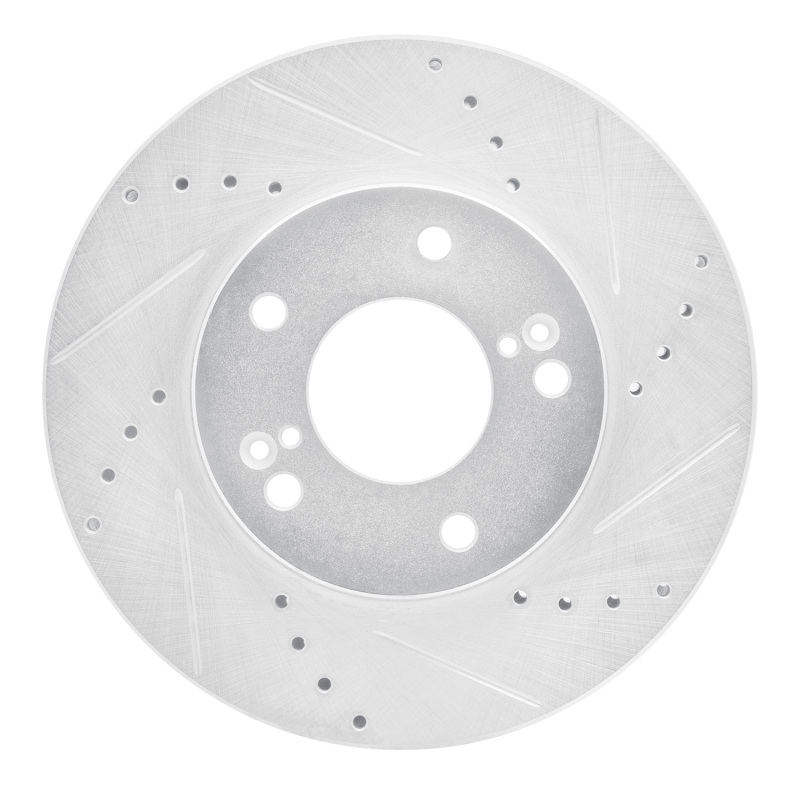 Hyundai XG350 Brake Rotor (1) - Front Right - R1 Concepts - Drilled & Slotted - Silver - `01-`03